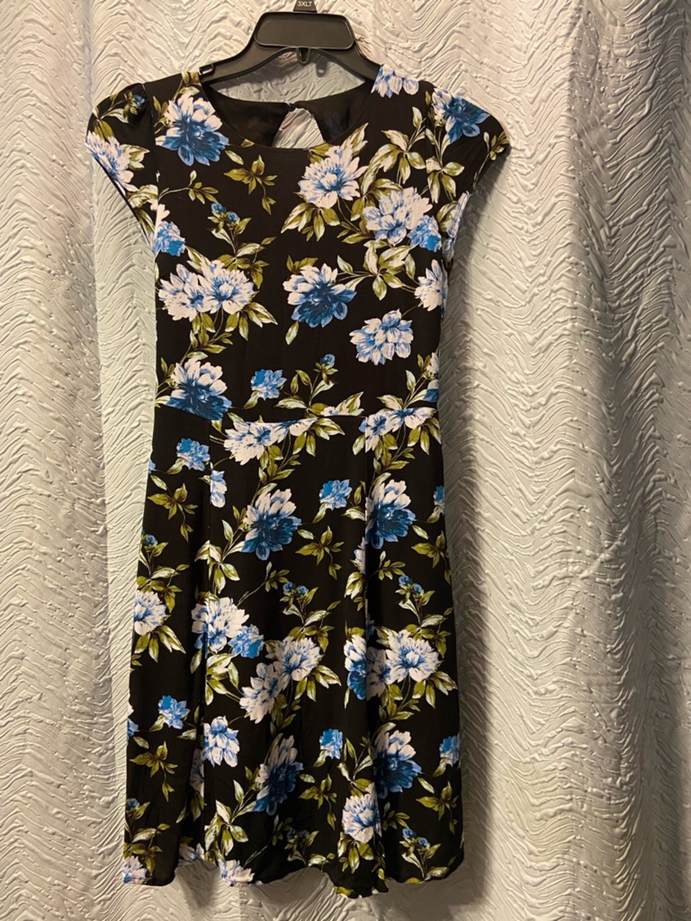 Banana Republic Black Dress with Blue and White Floral Print